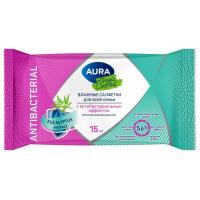 Салфетки влажные с антибактериальным эффектом AURA "Tropic Cocktail", 15 шт., упак. 1/110