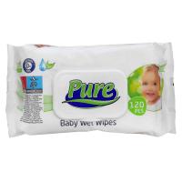 Салфетки влажные PURE "МЯГКОЕ ПРИКОСНОВЕНИЕ", с пластиковой крышкой, 120шт., упак. 1/12